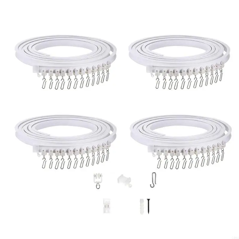 G99A Seamlessly Curtain Hanging Solution 3 5Meter Flexible Track with Quiet Rollers Ceiling Rails Kits for Showers Window
