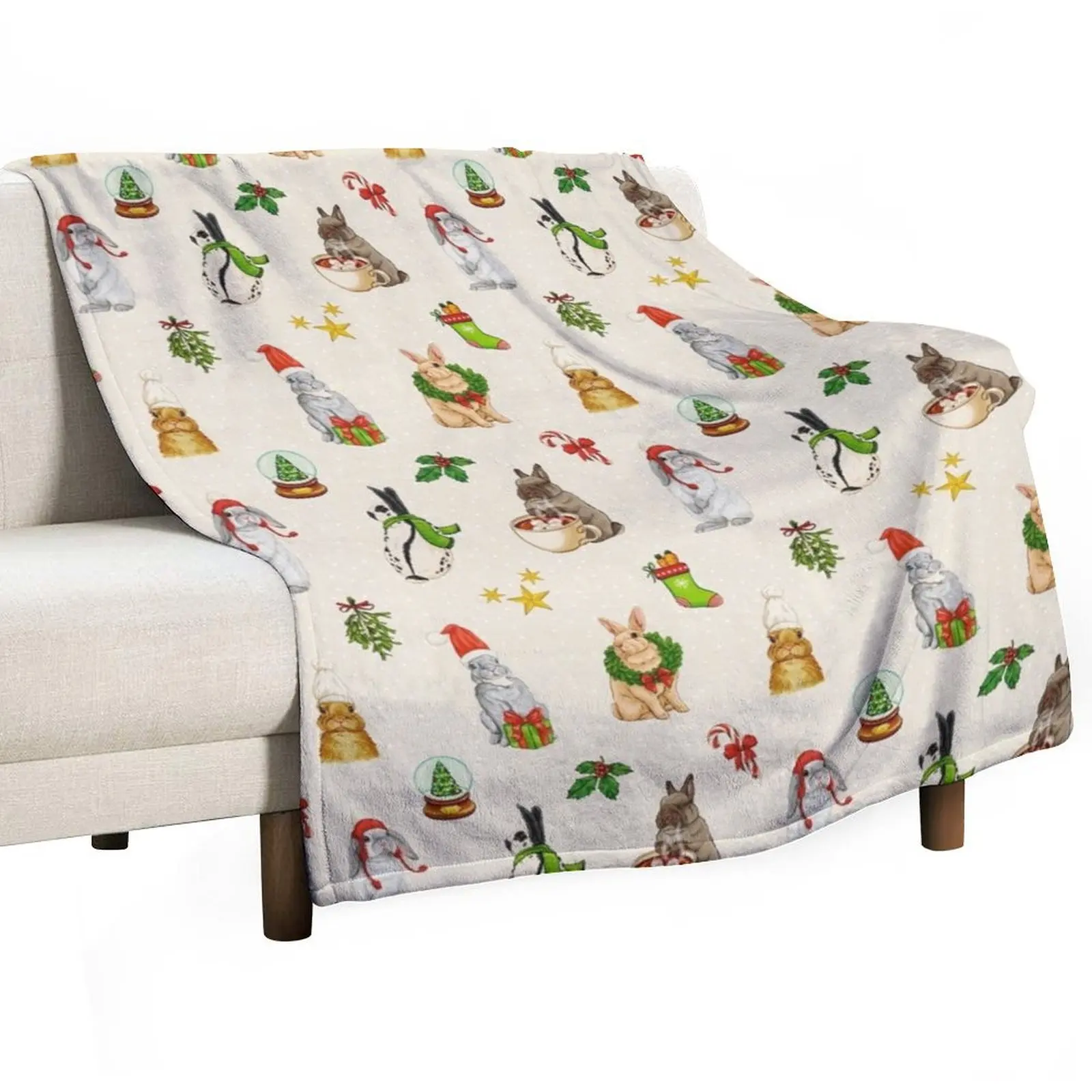 Christmas bunnies Throw Blanket Winter beds heavy to sleep For Decorative Sofa Softest Blankets