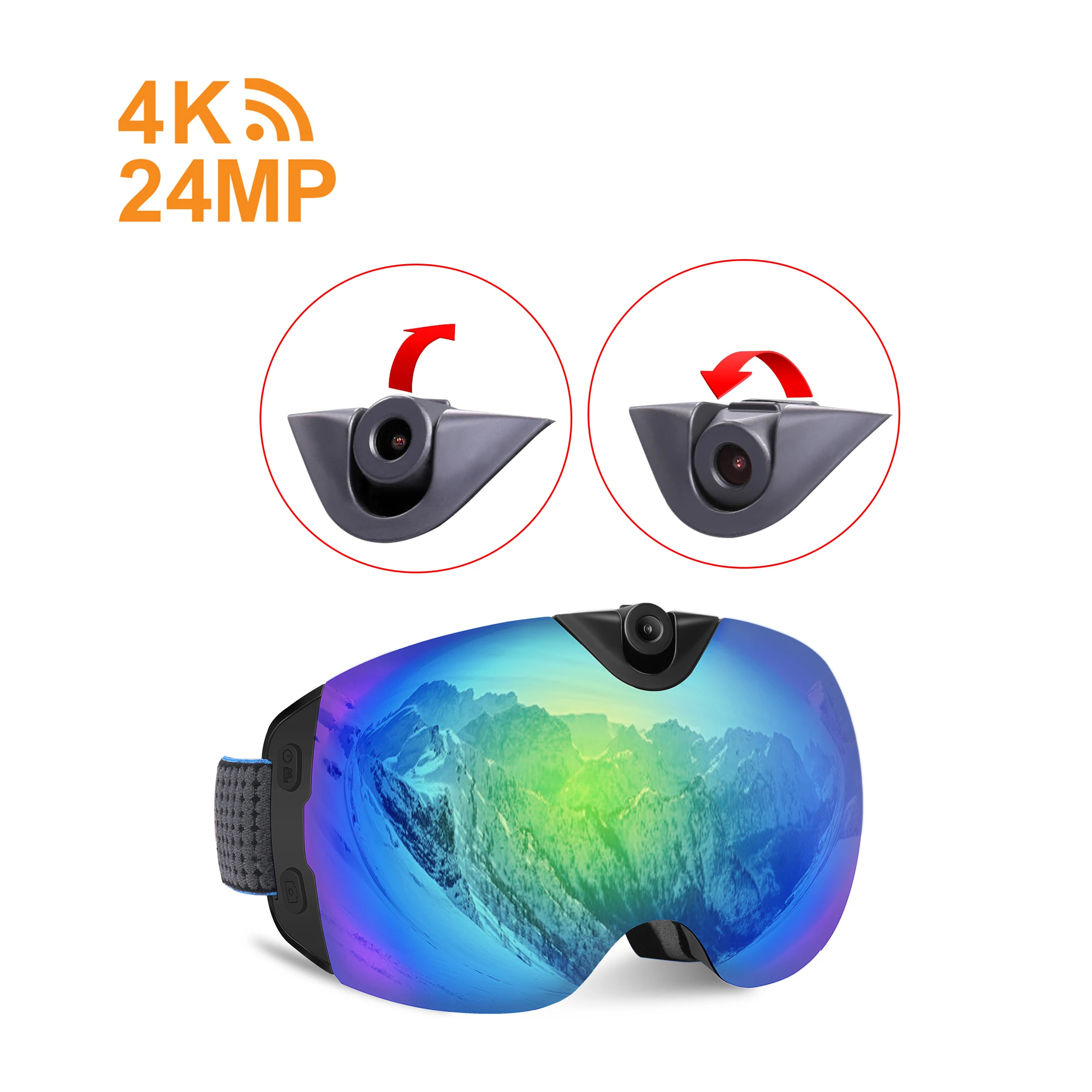 2025 4k Wifi Headmounted Camera Hands Free Wearable Body Camera Sunglasses USB C 24MP Action Sports Cameras Waterproof