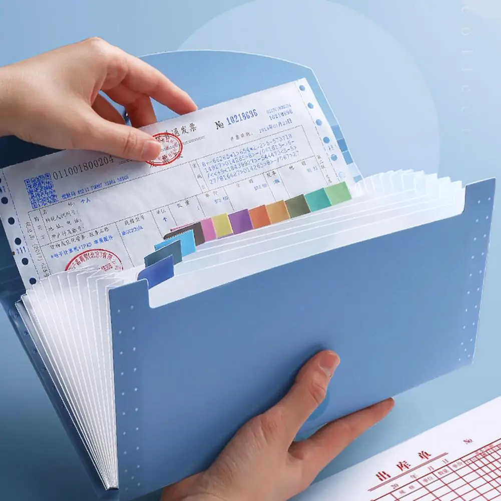 Storage Bag Receipt Organizer Expanding File Folder with Button Design for Business Coupons Cash Storage for Cards