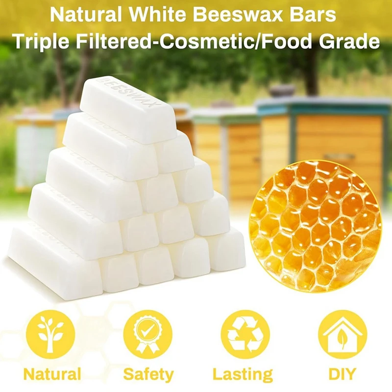 24 X 1 Oz White Beeswax Bars Pure Beeswax Bars Cosmetic Grade Bees Wax Triple-Filtered Beeswax Bar Natural Bees Wax