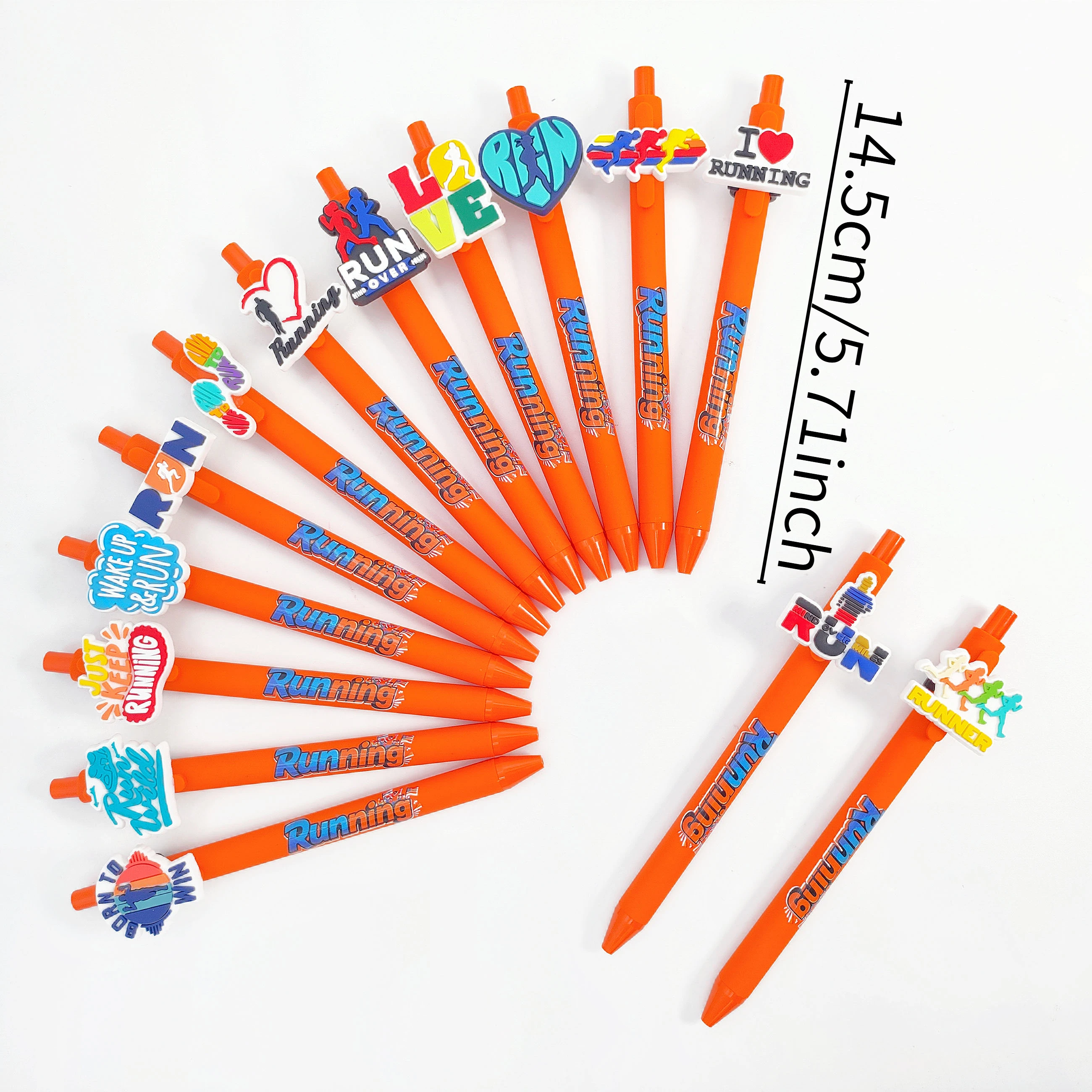 15/20 قطعة قلم حبر جاف رياضي للجري باللون البرتقالي، قرطاسية كتابة للطلاب مناسبة للأنشطة المكتبية وما إلى ذلك.