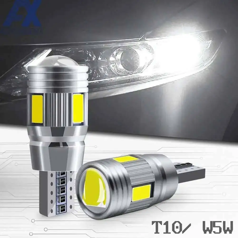 

2X Car T10 Bulb W5W 194 LED Signal Light 12V 6000K Trunk Lamps Auto No Side 6SMD 5630 Claerance Error Wedge