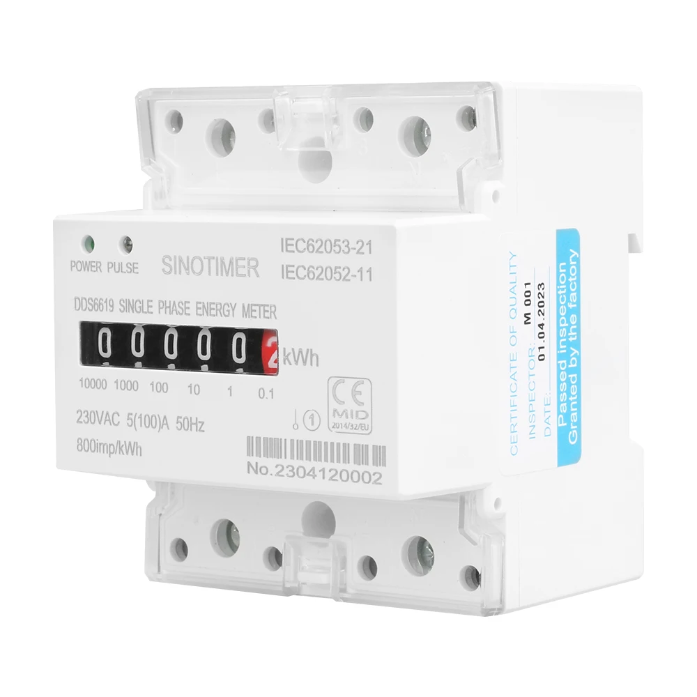 Brand New 5(100)A 230VAC 50/60Hz Single Phase Energy Counter Meter Analog Electric Wattmeter Household Electric Din Rail