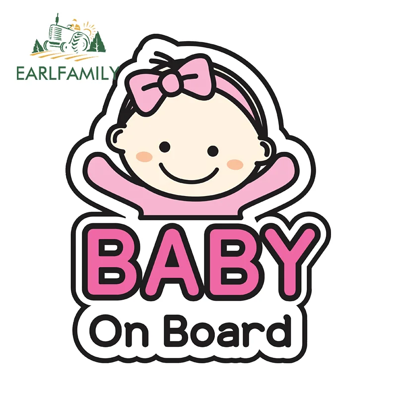

EARLFAMILY Baby on Board Car Stickers Boy and Girl Vehicle Decal Occlusion Scratch Sunscreen Vinyl DIY Trolley SUV Accessories