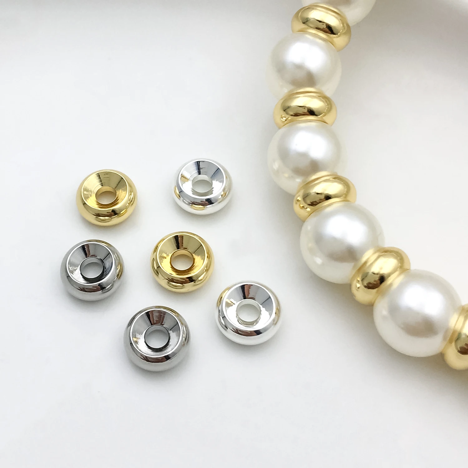 20pcs 4-8mm Hole 1.4-2.5mm Copper Plated Simple Wheel Shaped Spacer Bead Gasket For DIY Handmade Beading Accessories Supplies