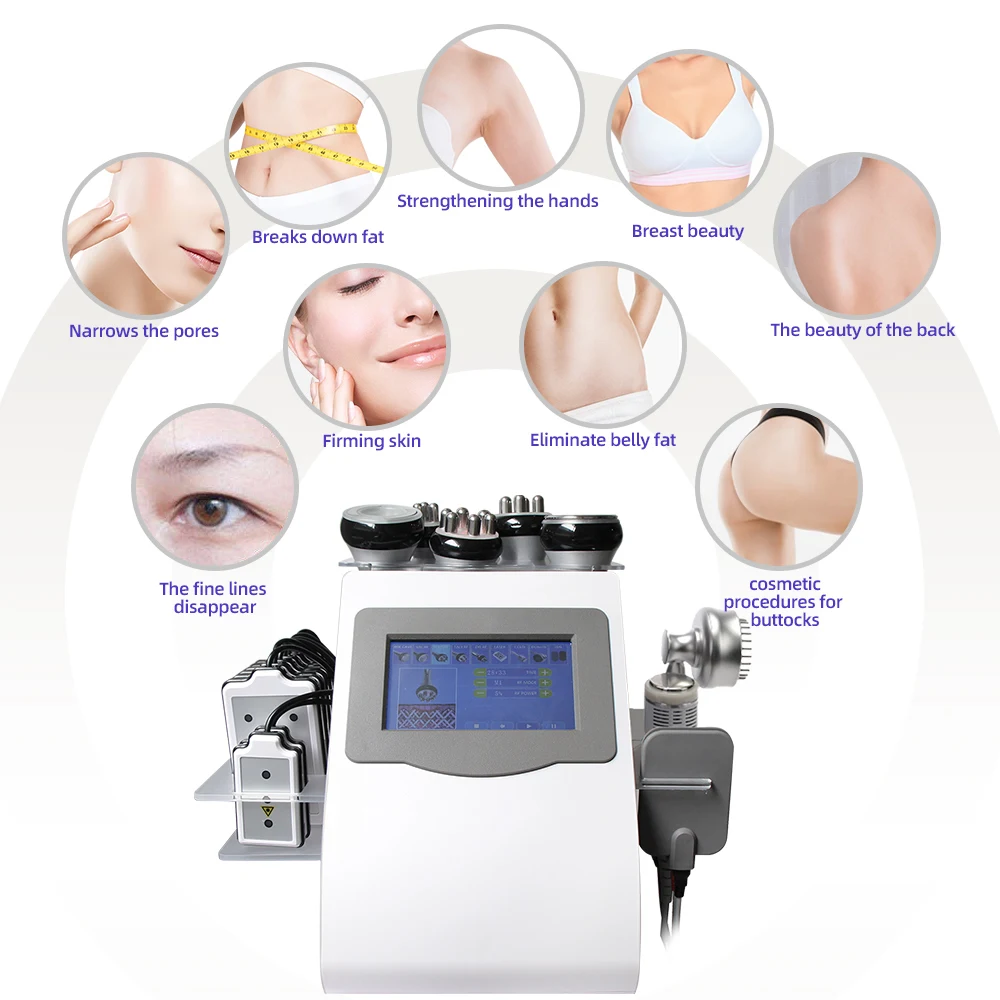 AOKO 9 in 1 Tool 80K Cavitation Ultrasonic Body Slimming Machine Multi-Polar Radio Anti-Wrinkle Rejuvenation Skin Lift Tighten
