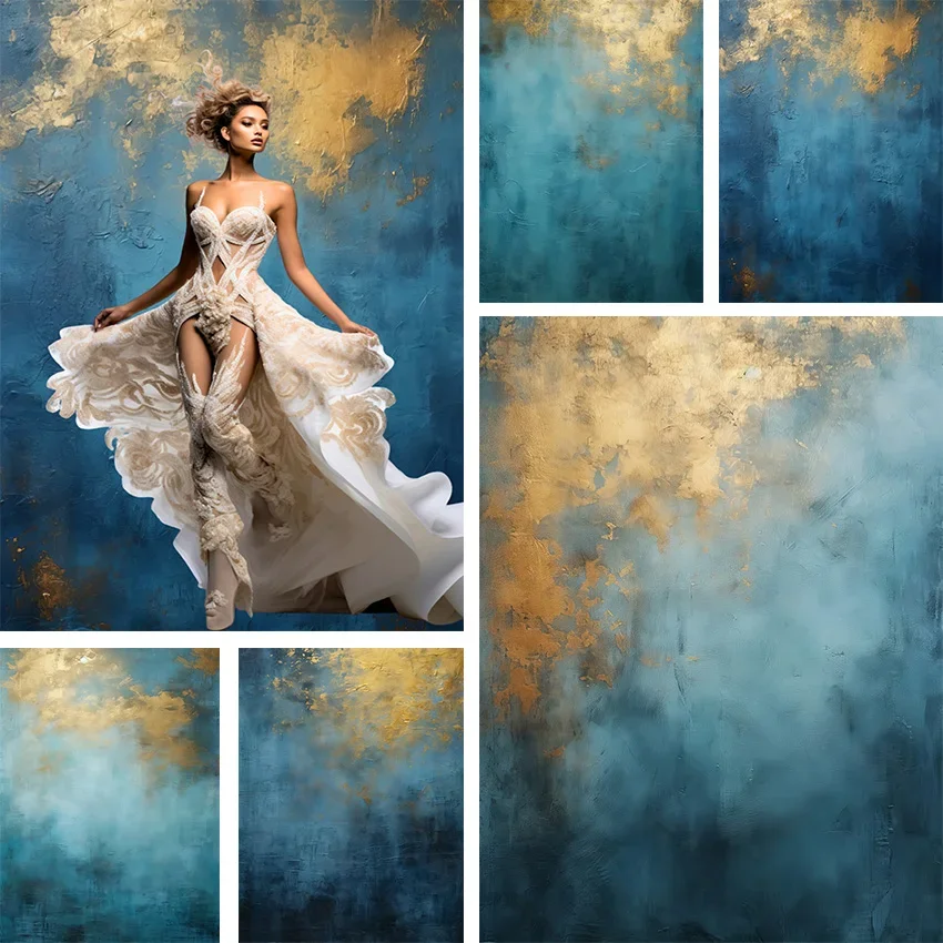 

Mehofond Photography Background Blue Gold Abstract Texture Adult Birthday Wedding Maternity Portrait Decor Backdrop Photo Studio