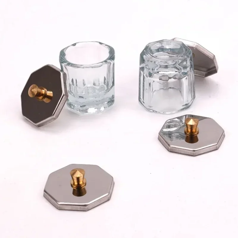 Mini cristallo di vetro acrilico trasparente piccola polvere ottagonale tazza per unghie liquide spazzola per unghie strumenti per la pulizia ciotola per miscelazione di energia liquida nuovo