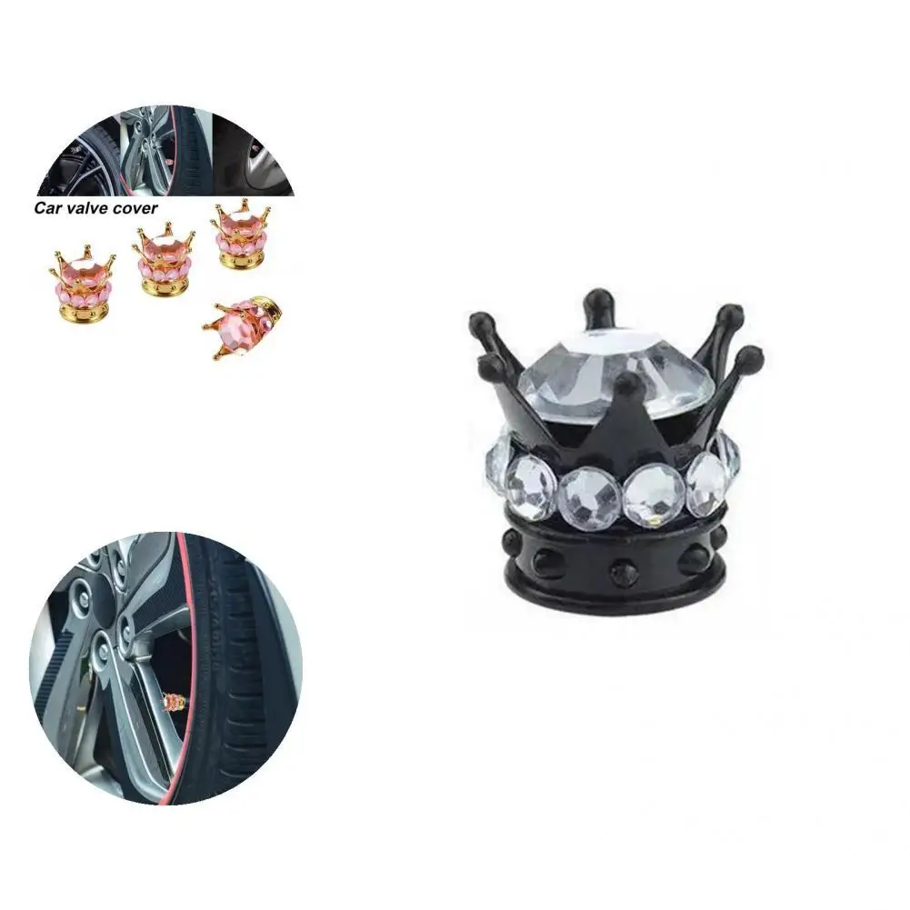 

Tire Stem Cap Practical Shiny Crown Shape Universal Rhinestone Tire Cap for Bicycle Valve Cap Air Cap