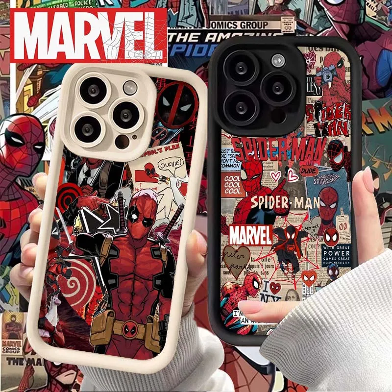 Etui Marvel Spider Man Deadpool dla Xiaomi Redmi Note 13 12 11 Pro Plus 4G 5G 12S 11S 10S 10 9 9S 8 12C 13C A3 Matte Phone Cover