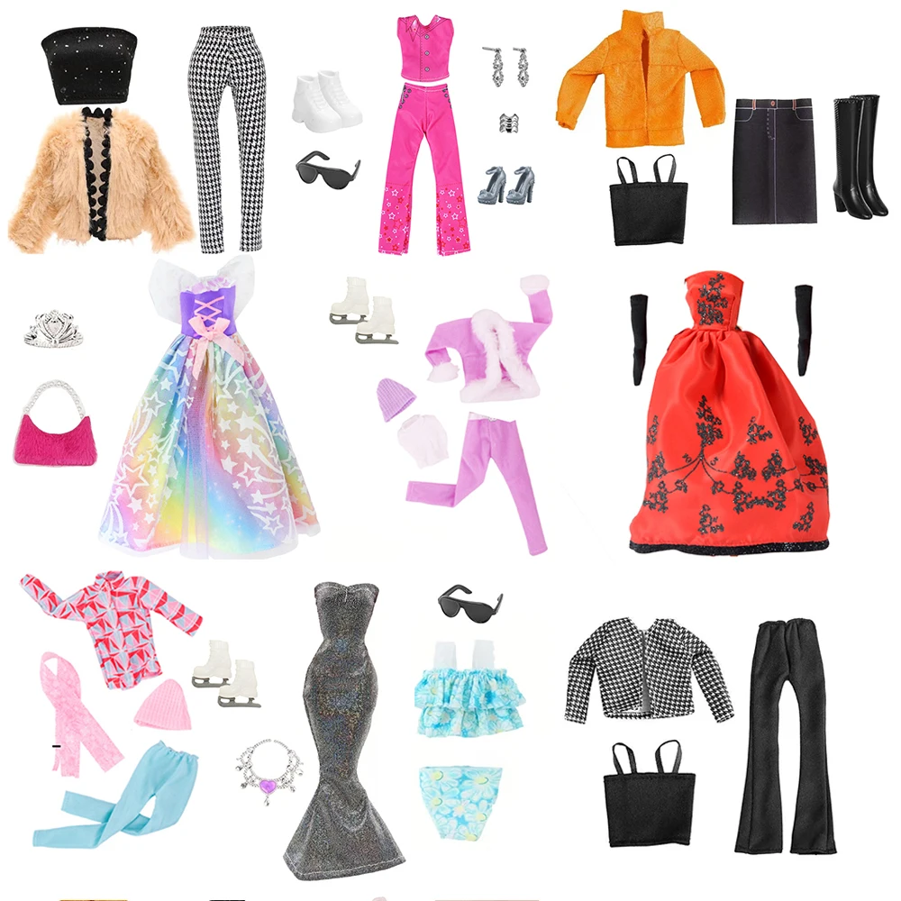 Stylish Clothes and Accessories for 11.5 inch/30cm Dolls, Casual Multi-Style Playset Including Shoes Bags DIY