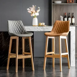 Silla nórdica ligera de lujo con respaldo, taburete de mostrador de escritorio delantero, asiento alto para el hogar, silla de Bar Simple y moderna