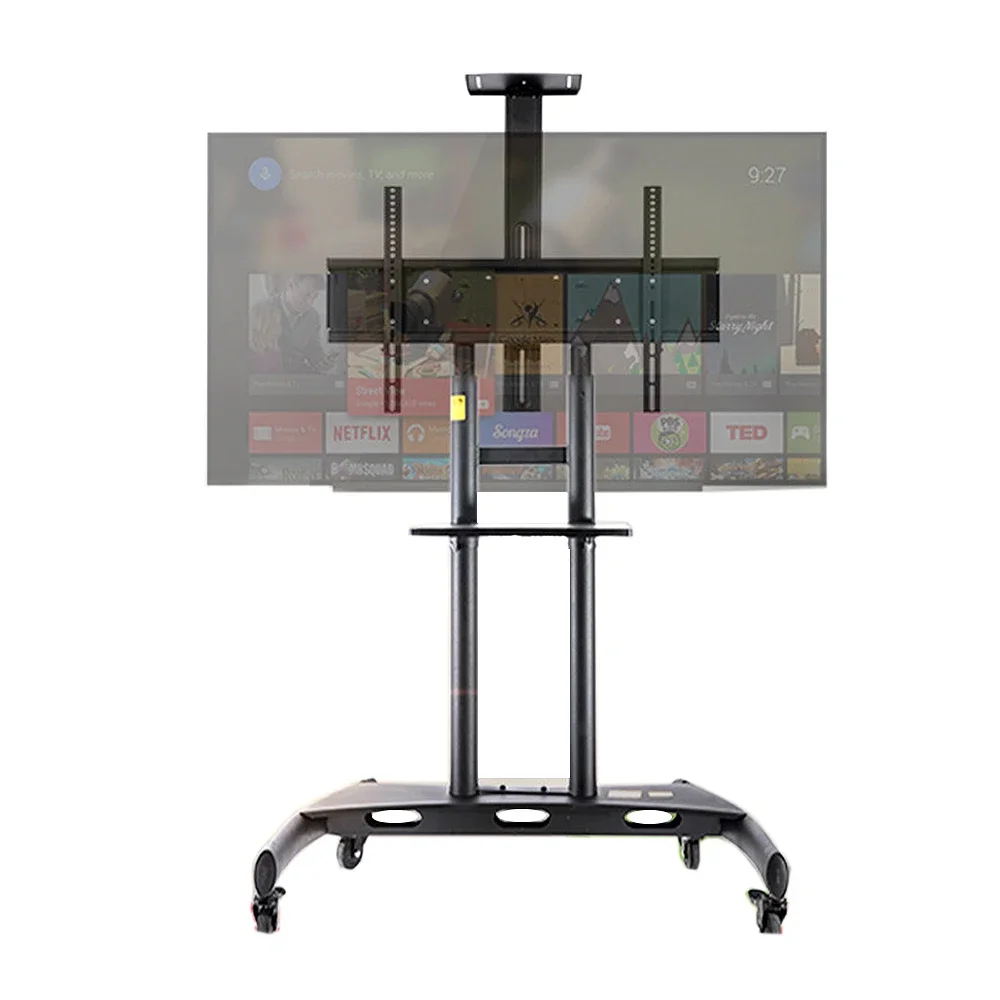 TV Cart Stand Mobile Mount Bracket with DVD Player Shelf