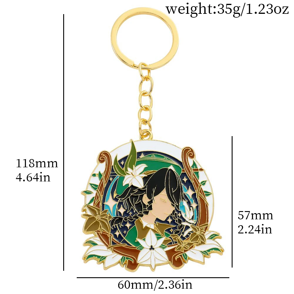 Anime Game Genshin Impact Keychain Xiao Hutao Venti Ganyu Keqing Tartaglia Figure Pendant KeyRing Jewelry