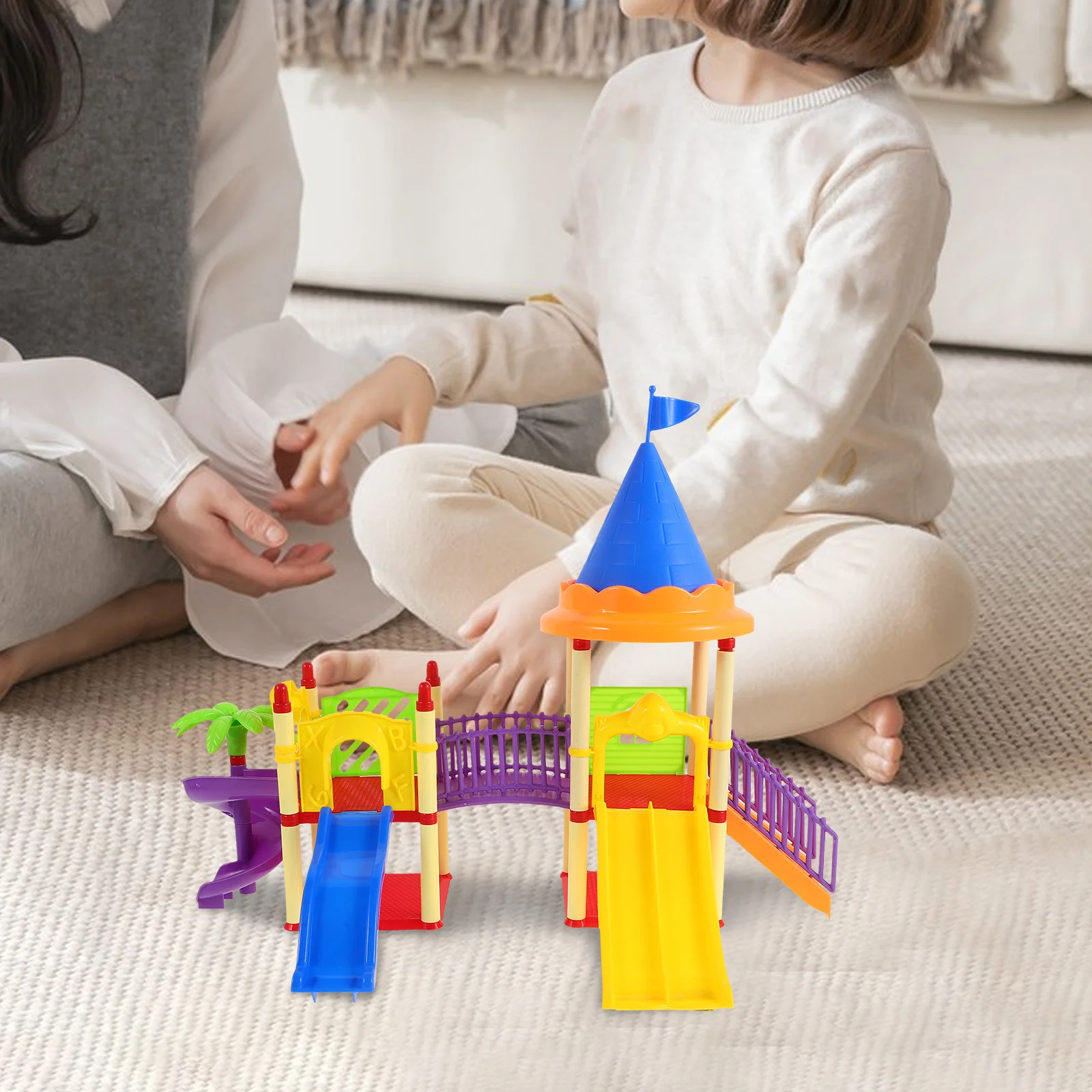 Kids Toys Playground Desktop Decor Mini Slide Model Dollhouse Ornaments Miniature Building for Models Crafts Child