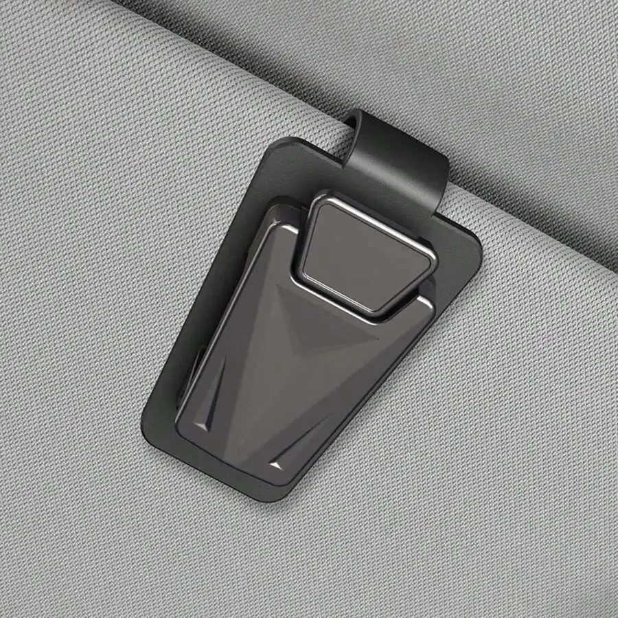 One-Touch Pop-Up Car Sun Visor Sunglasses Holder, Metal Scratch-Resistant Glasses Clip, One-Hand Operation Car Sunglasses