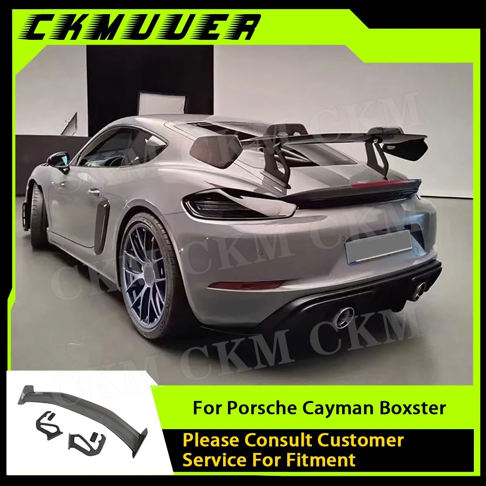 

Car Rear Trunk Boot Lip Spoiler Wing Body Kits for Porsche Cayman Boxster 981 986 987 718 GT4 GTRS 2013 + FRP Black Accessories