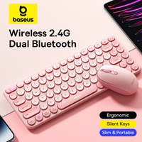 Baseus Wireless Keyboard Bluetooth 5.0 3.0 Wireless 2.4G USB Silent EN 84 Keycaps for iPad Tablet Laptop Computer Women Keyboard