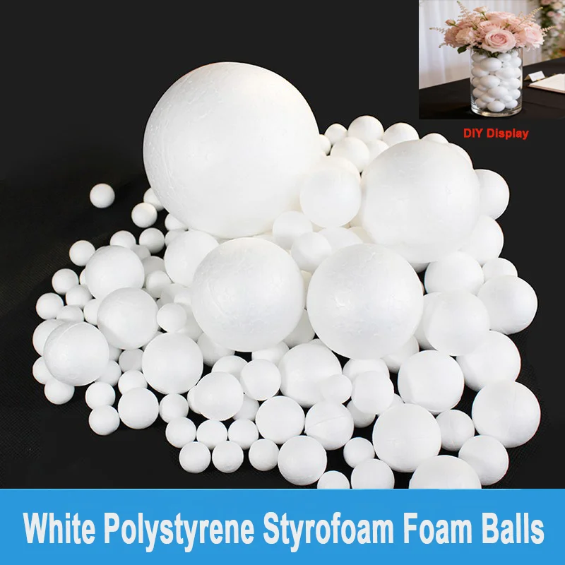 1-500Pcs Mini Foam Balls 1cm 2cm 3cm-25cm Polystyrene Craft Ball for DIY Craft Christmas Ornament Cake Topper Wedding Decor Bulk