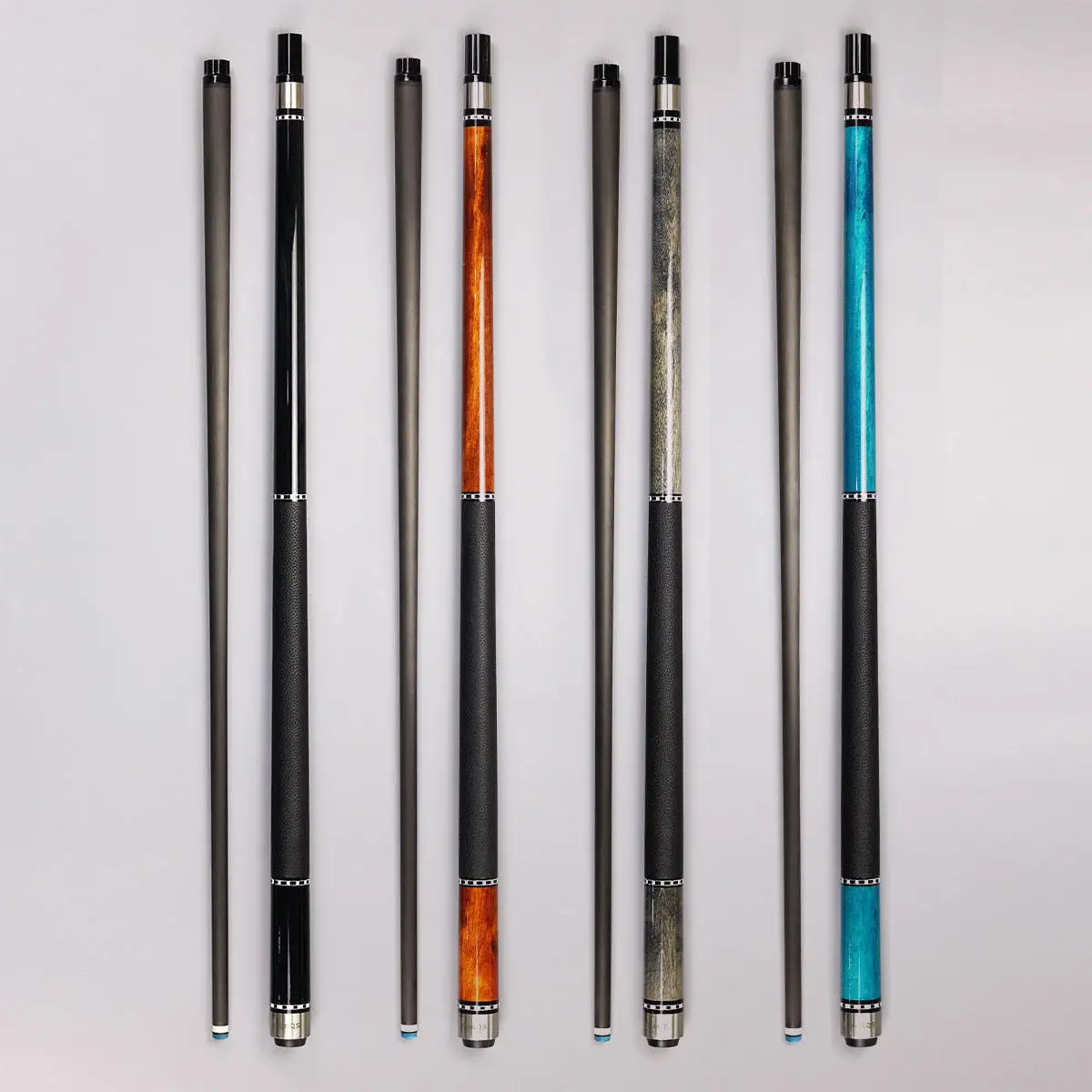 

New Arrival Handmade Radial Pin Joint 1/2-pc Carbon Fiber Shaft Billiard Pool Cue 12.5mm Tip Leather Grip Pool Stick
