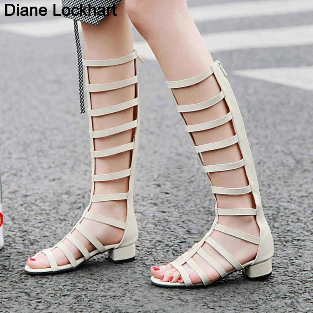 Roman Bandage Sandals Women Fashion Peep Toe Knee High Boots Ladies Retro Sandal 2023 New Summer Gladiator Shoes Verano Mujer