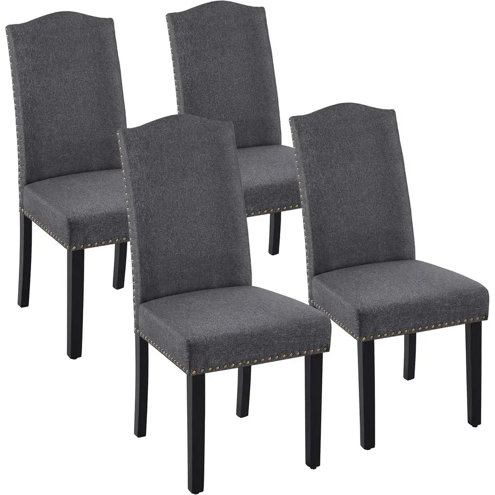 

Комплект из 4 современных обеденных стульев с ножками из каучукового дерева и обивкой из нетканого материала для кухни, столовой, гостиной - серый