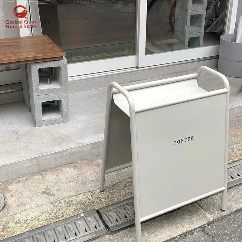 Floor‑standing door‑side display stand small sign, internet‑famous coffee outdoor iron painted advertising board