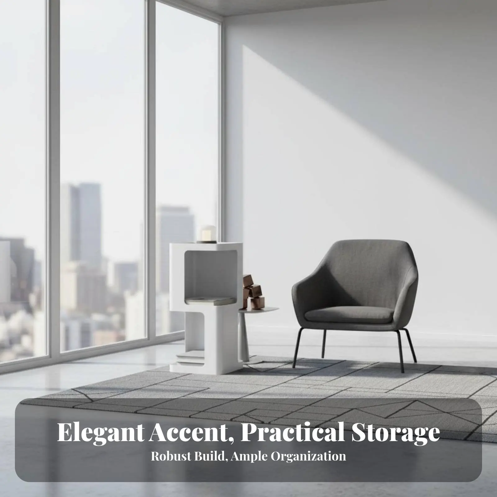 

Narrow Dualtier End Table Space-Saving Multitier Stand Minimalist & Aesthetic exposedShelf Design for Small Areas, Dorm Room