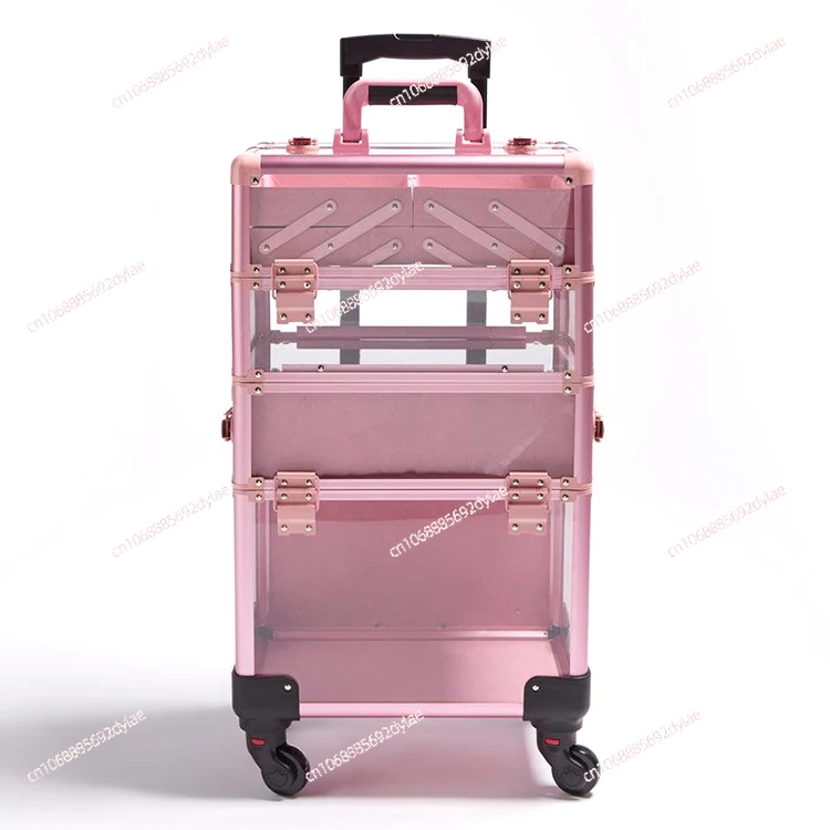 Aluminum Makeup Box with Table, Salon Manicure Cart, Cosmetics and Hair Storage Table