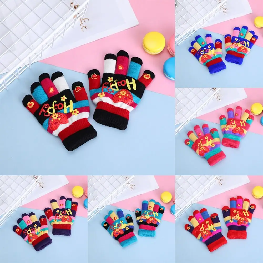 

Cartoon Knitted Kids Gloves Thick Fingerless Fingerless gloves Knitting Mittens Winter