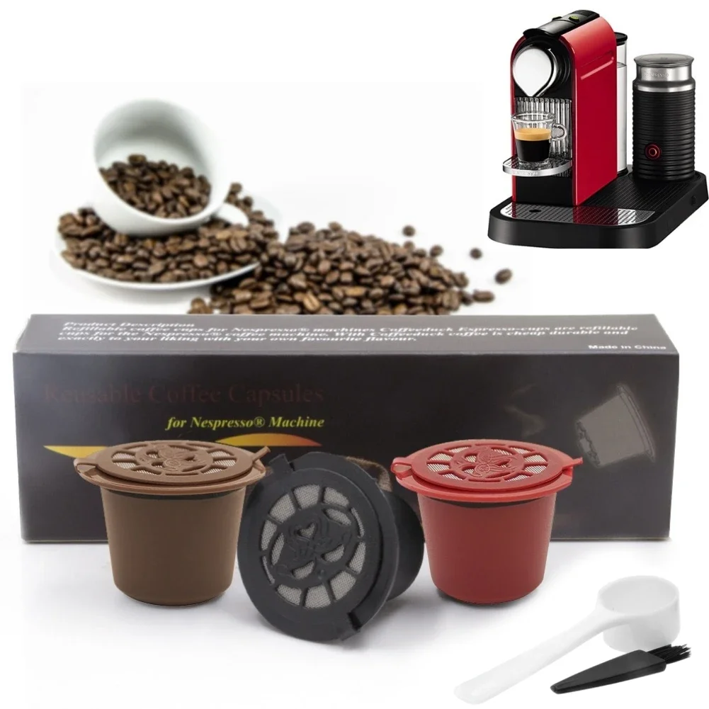 Cápsula de café recargable Nespresso, taza reutilizable, cuchara, cepillo, filtros, accesorios de café, 1/3/4 piezas