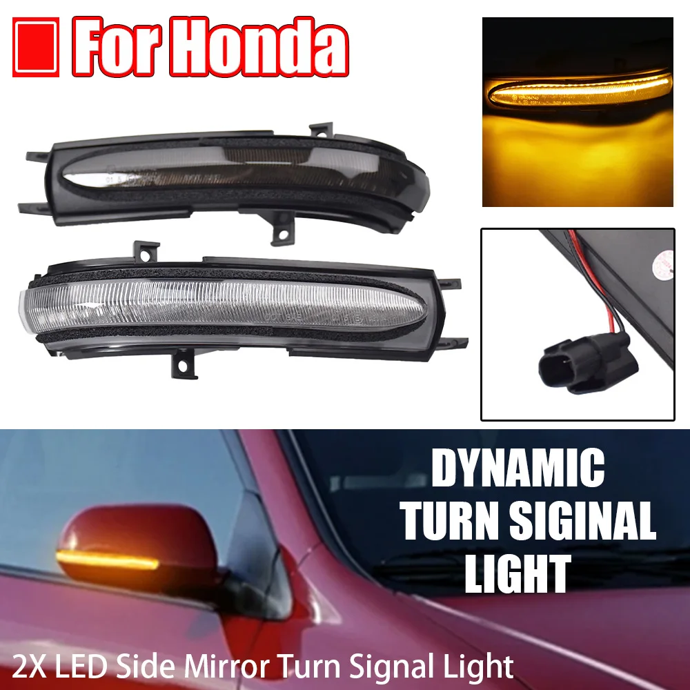 For Honda Civic Hatchback 2003-2005 Accord MK7 LED Dynamic Side Mirror Light Turn Signal Indicator Blinker Lamp 34300-SEA-013