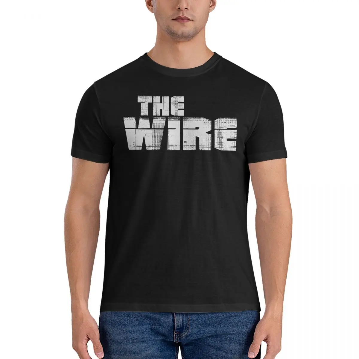 Men Logo T Shirt T-The Wire TV 100% Cotton Tops Funny Short Sleeve Round Neck Tees 6XL T-Shirt