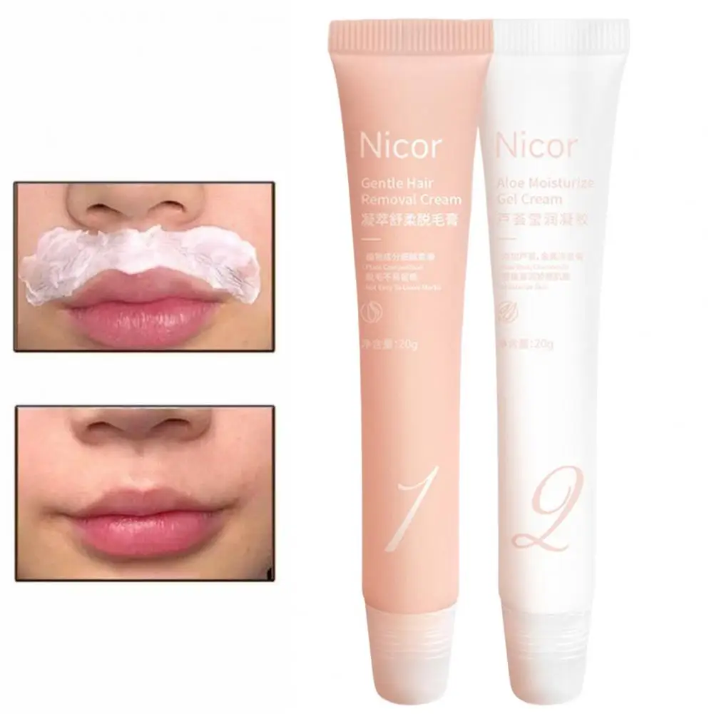

Lip Hair Remover For Men And Women Painless Gentle Facial Lip Hair Removal Cream Aloe Moisturizing Gel Epilation Skin Care Kit
