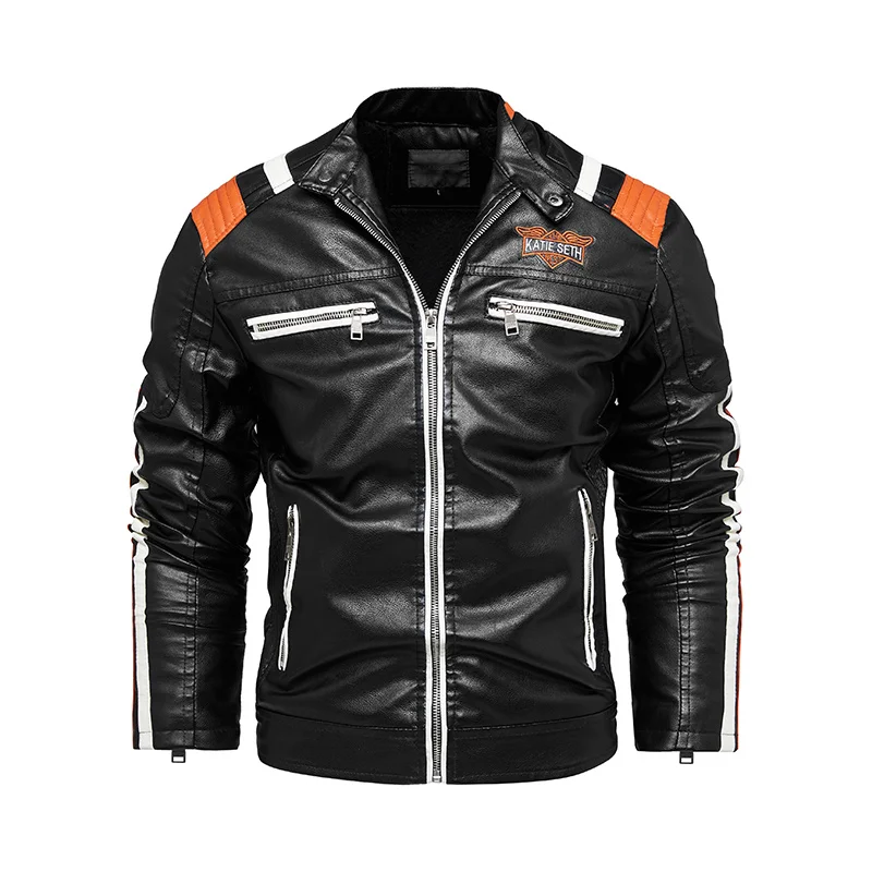 

Winter Men Motorcycle Leather Jackets 2023 Fashion Coats Mens Embroidery Slim Fit Bomber Jacket Fleece Warm Pu Overcoat 4XL