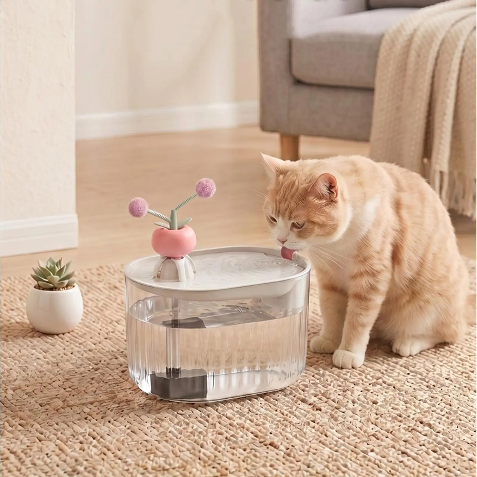 Cat Fountains For Drinking 1800ml Quiet USB Plug-in Automatic Drinking Dispenser Pet Water Fountain For Home Kitchen Living Room