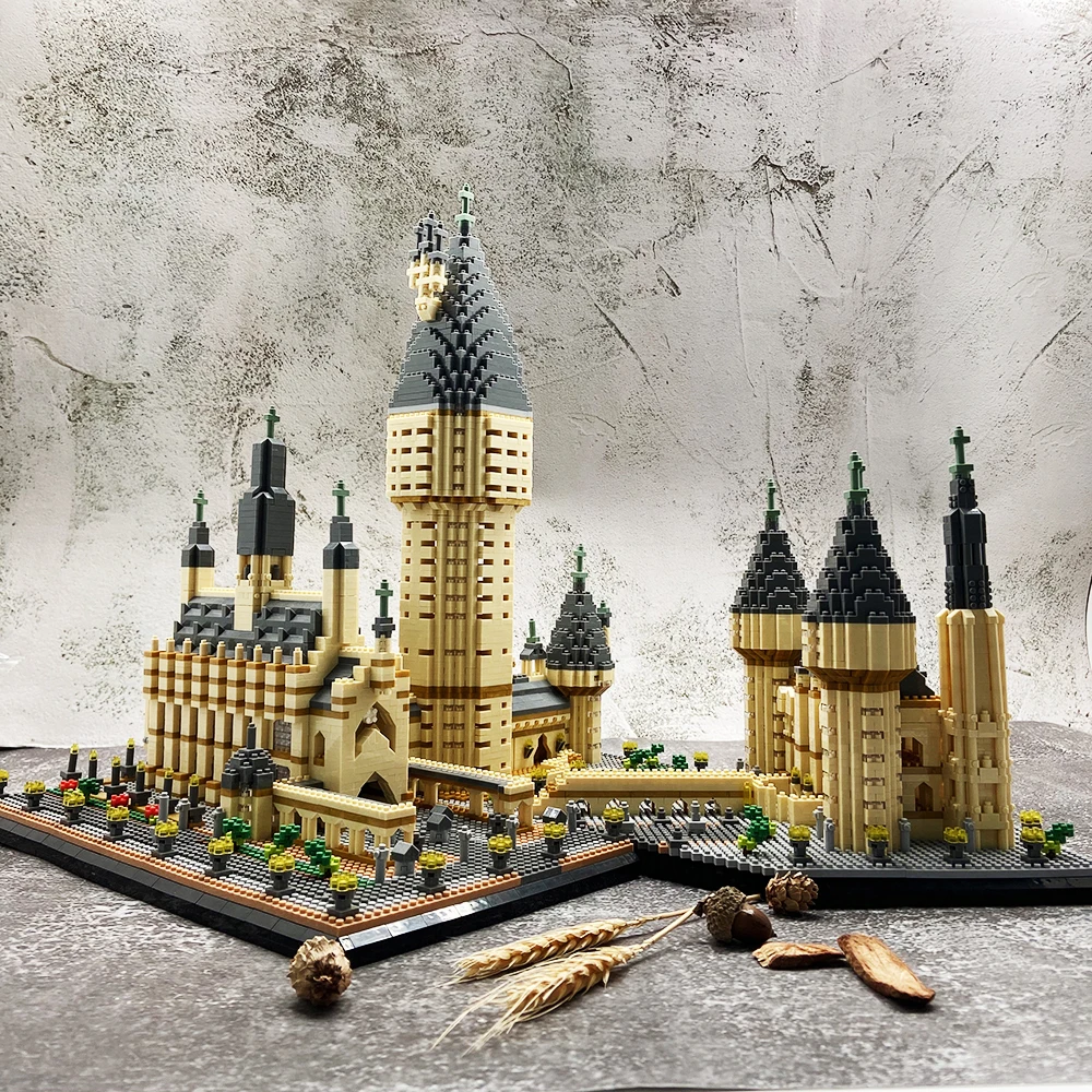 KNEW BUILT Witchcraft Castle Micro Mini Bricks for Adults Huge Magic Assemble Architecture Toys Kits Building Blocks 55*45*36 cm