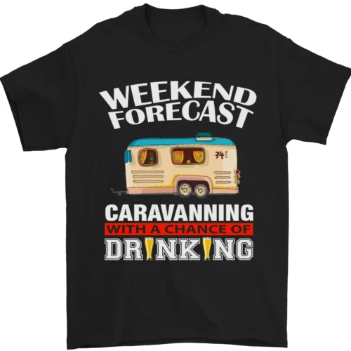 Caravan Weekend Forecast Caravanning Mens T-Shirt 100% Cotton