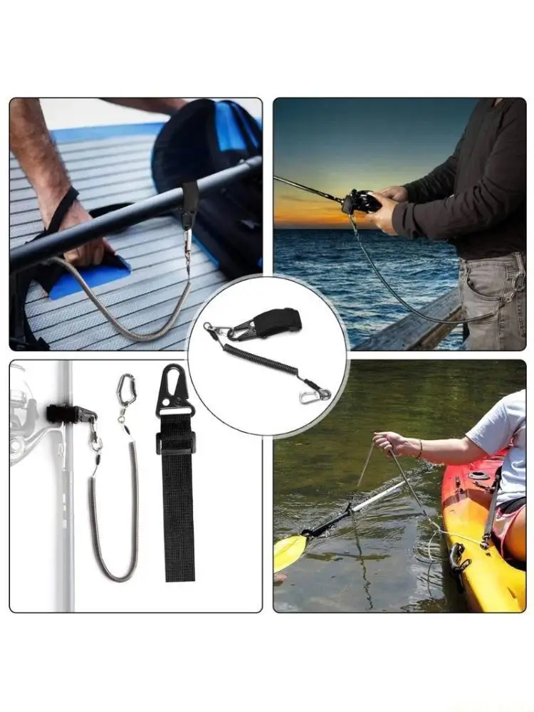 U2JB Fishing Lanyard, Fishing Rod Tether, Kayak Paddles Leash, Heavy Duty Retractable Coiled Lanyard for Fishing Rod, Kayak