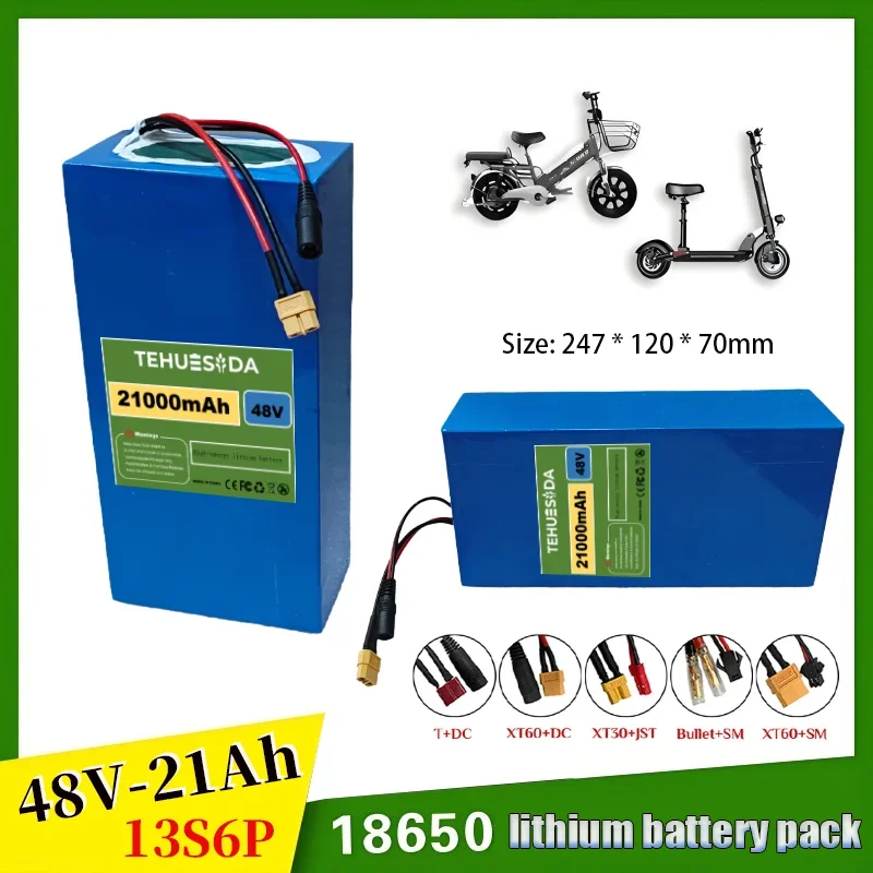 18650 Original 48V 21Ah 13s6p Lithium Battery Pack 48v 21000mAh 1000W Citycoco Motorized Scooter Batteries Built in 20A BMS