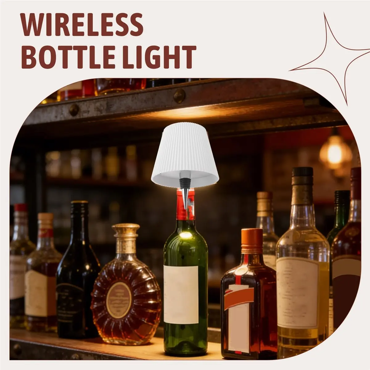 (FDDT) LED Wine Bottle Wireless Bottle Lamp Shade for Liquor Bottles 3 Color Stepless Dimming Wine Bottle Lights for Bars A