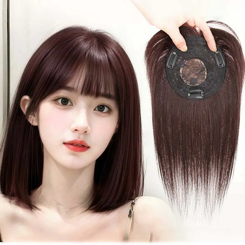 

12X12 см человеческие волосы, прямые волосы, быстро увеличивающие объем волос, серые волосы, натуральный цвет/темно-коричневый, женские топперы