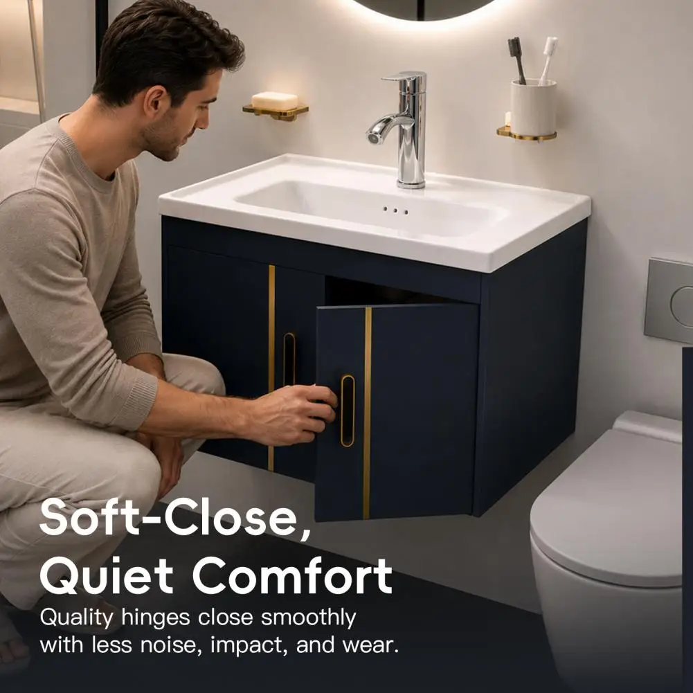 24 Inches Modern Bathroom Vanity With Sink, Wall Mounted Floating Cabinets With Double Doors And Handles, Ceramic Sink Combo Set