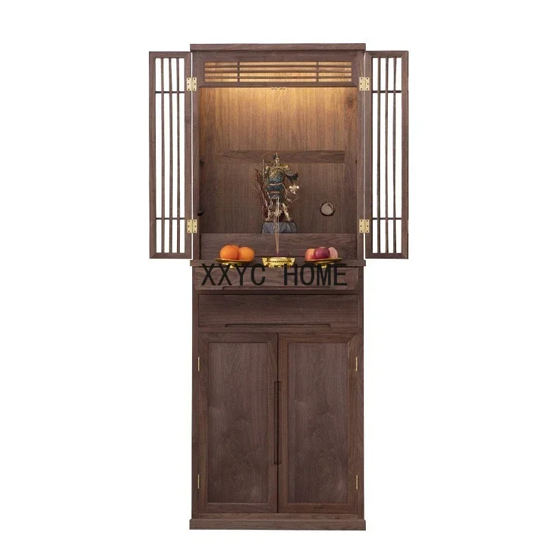 

Solid Wood Shrine with Door Shrine Modern Buddhist Hall Worship Table