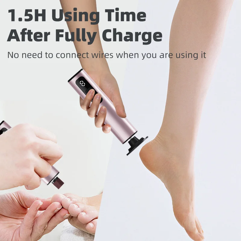 Wireless Electric Foot File Foot Care & Nail Salon Tool 9-Speed Adjustment Professional Foot Care & Nail Tool Set