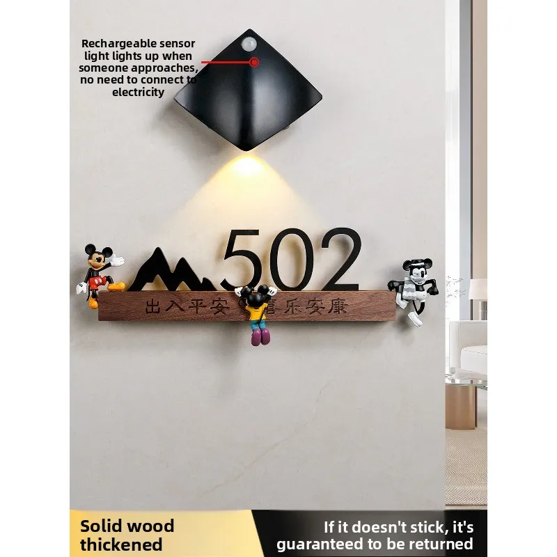 hotel villa door decoration luminous room number door number custom acrylic self-adhesive Internet celebrity sensor light
