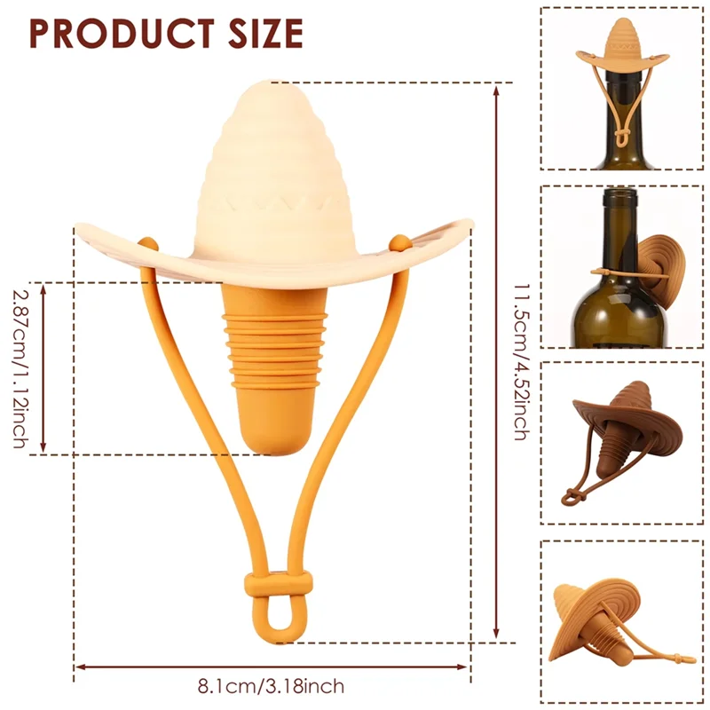 YWDZ-3 шт. силиконовая пробка для вина, герметичная пробка для бутылки вина, забавная ковбойская шляпа, пробка для вина, крышка для бутылки вина, уплотнение