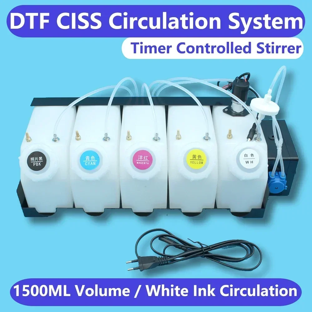 i3200 1500 ML DTF Printers DTF Ink Tank Circulation CISS For Epson i3200 i1600 XP 600 30cm 60cm White Ink Stirrer Mixer Timer