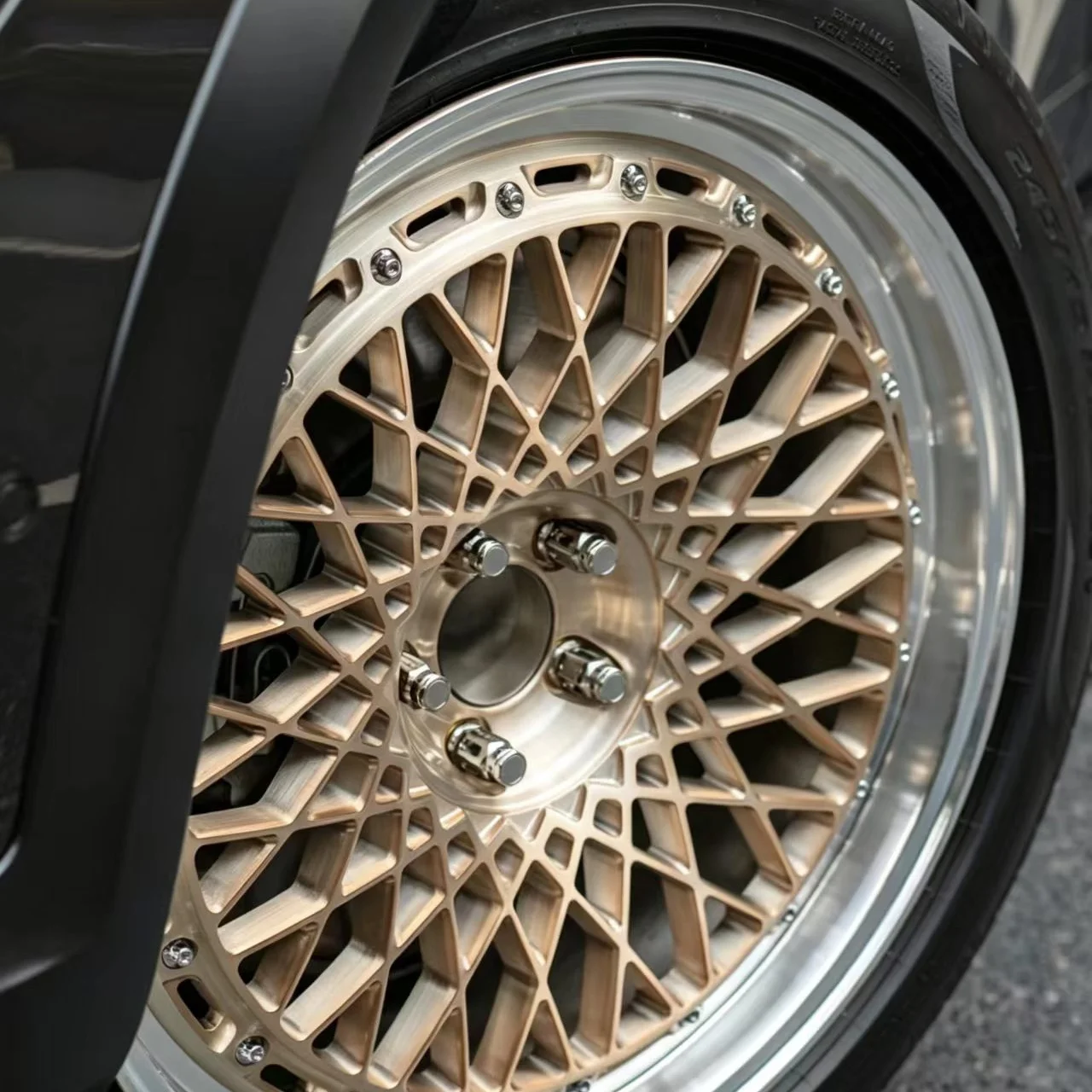 *forTwo Piece Retro Mesh Forged Alloy Wheels 6061-T6 Bronze Machined Lip Rims for for Audi Station Wagon